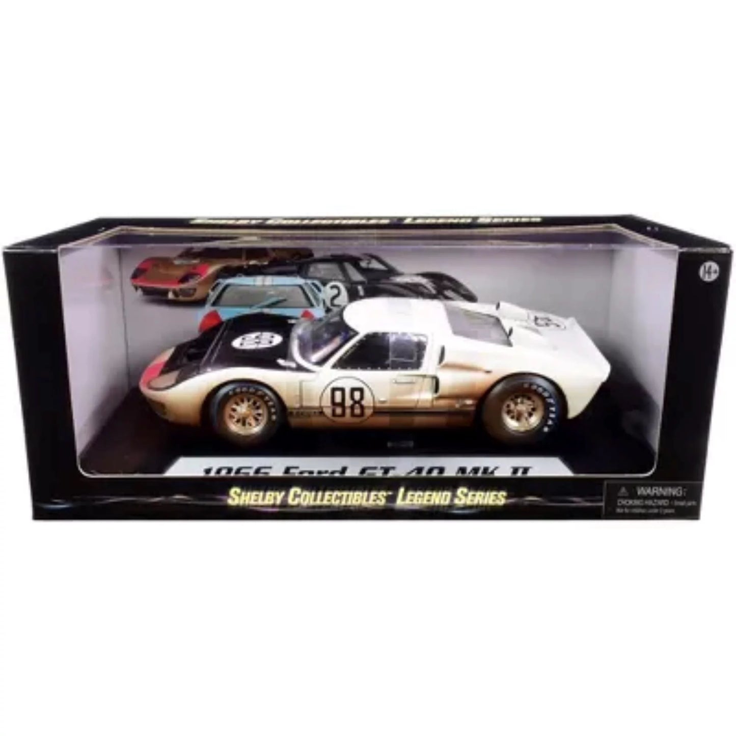 1966 GT-40 MK II #98 Ivory with Black Hood After Race (Dirty Version) 1/18 Diecast Model Car by Sizehelby Collectibles