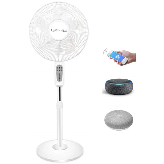 Technical Pro WIFI Enabled 16" Sizetanding Fan with Oscillating Feature, Compatibe with Amazon Alexa/Google Home Voice