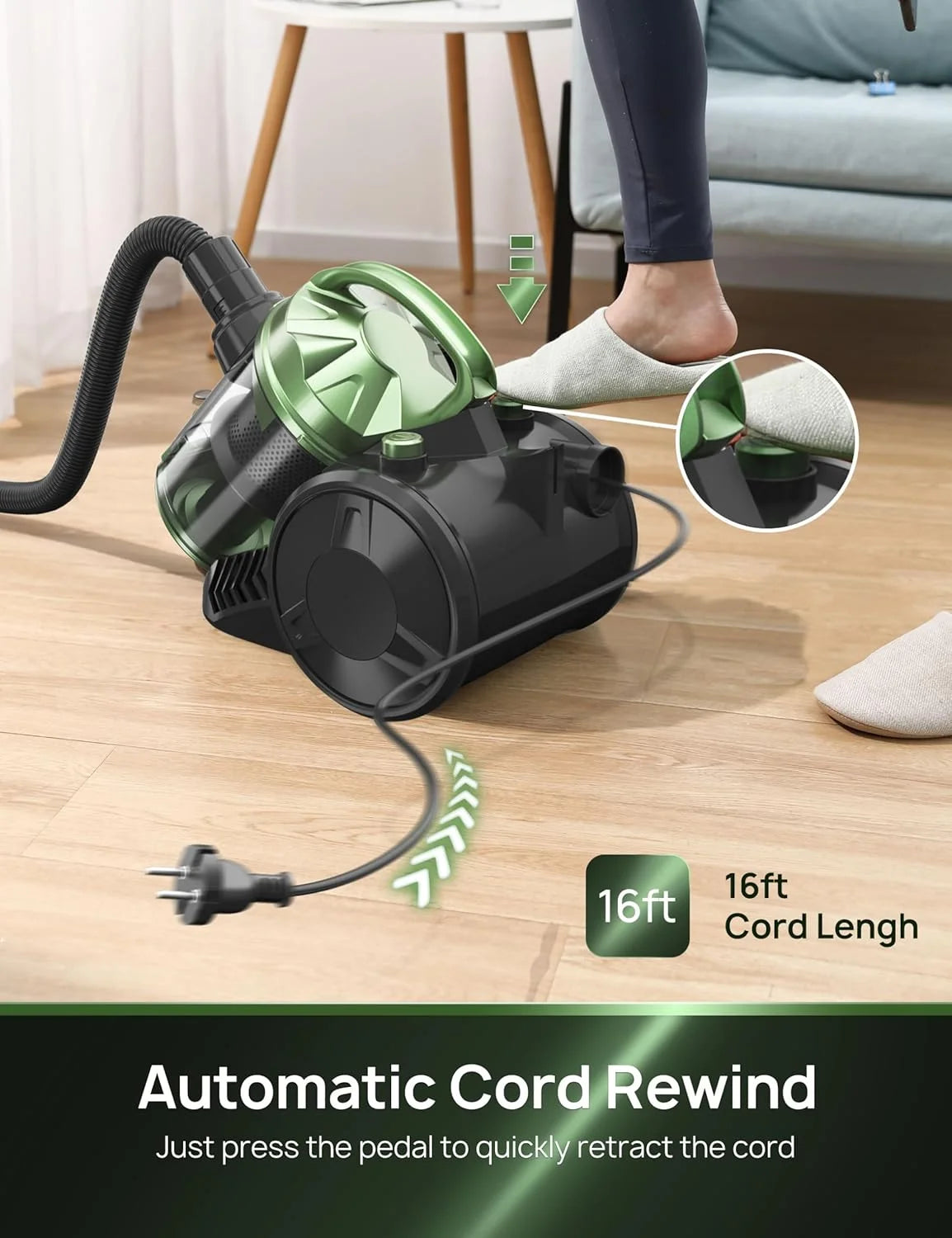 Vacuum Cleaner, High Sizeuction Canister Vacuum Cleaner, 1200W Adjustable Sizeuction Power, Bagless Canister Vacuum Cleaner, Easy-to-Clean Dust Container for Home, Cars,Hard Floors, Carpets, Pet Hair