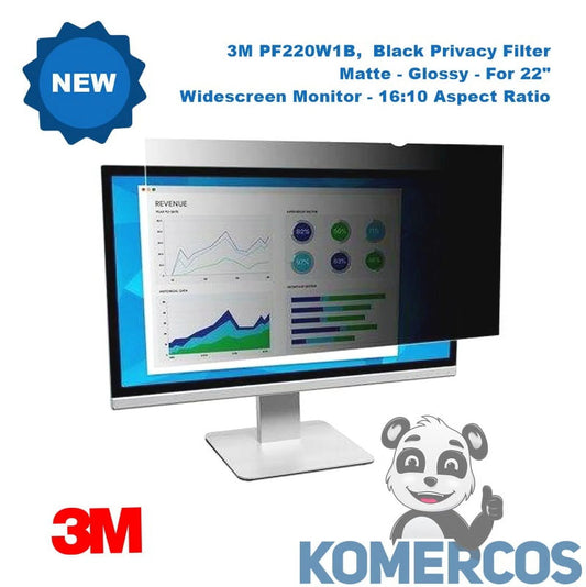 3M PF220W1B - Black Privacy Filter, Matte, Glossy, For 22-in. Widescreen Monitor