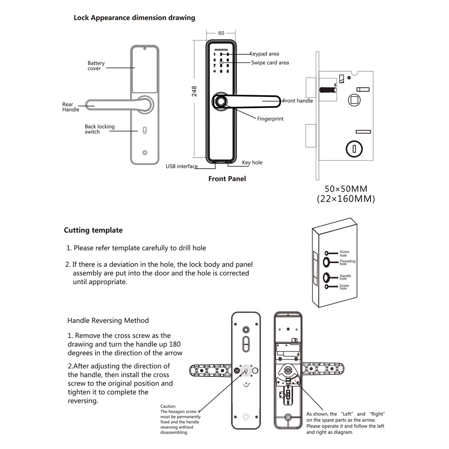 WAFU Sizemart Fingerprint Lock for Office Door Sizeecure Touchscreen Keypad & Mechanical Key