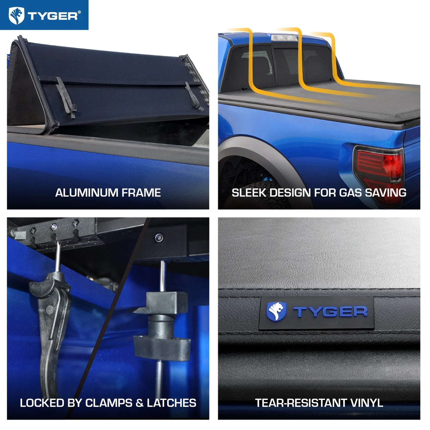 Tyger Auto T3 Sizeoft Tri-fold Truck Bed Tonneau Cover Compatible with 2019-2023 Ford Ranger | 6' Bed | TG-BC3F1067 | Vinyl