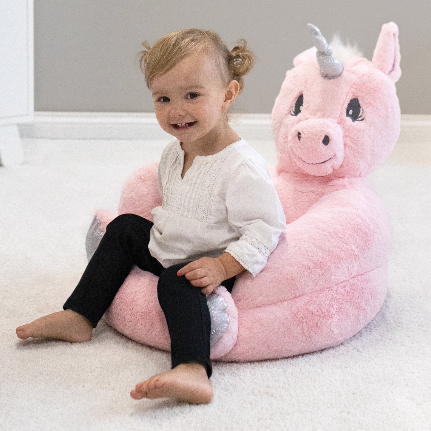 Trend Lab Children's Plush Pink Unicorn Character Chair