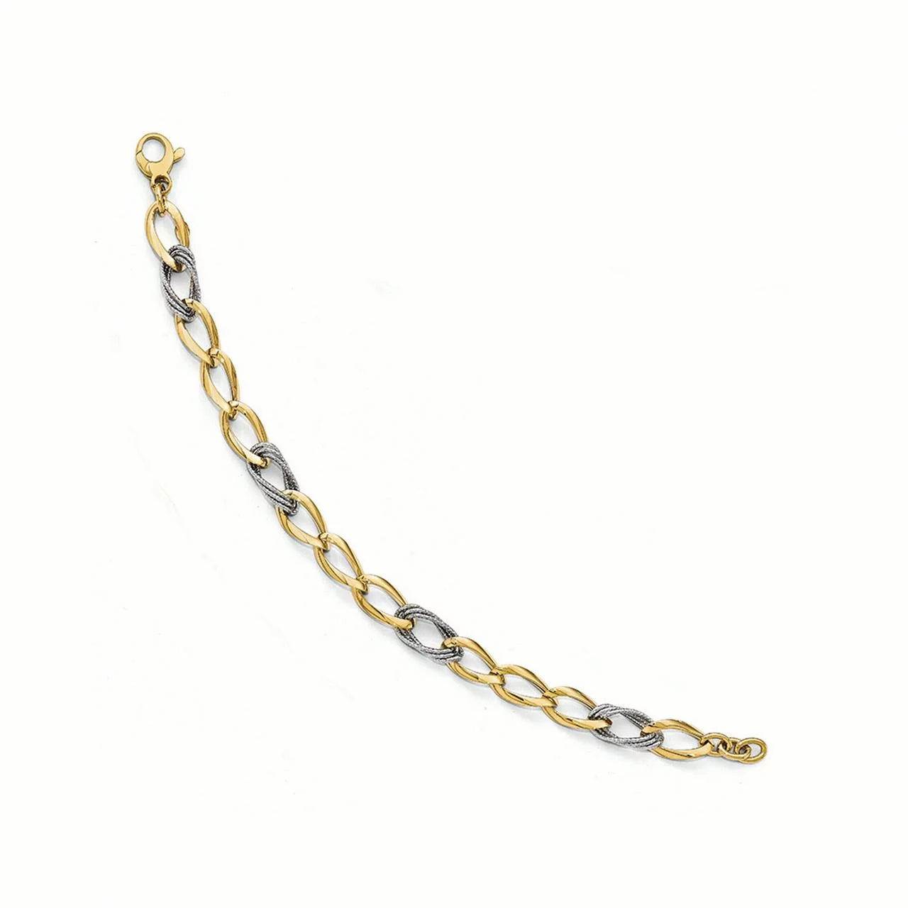 14k Gold Two-Tone Polished D/C Fancy Link Bracelet