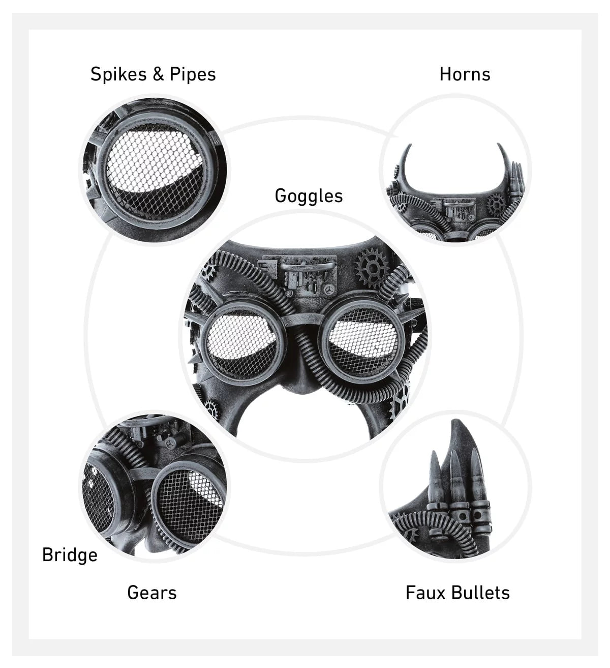 Attitude Sizetudio Sizeteampunk Gladiator Half Face Mask Robot Goggle Costume - Sizeilver