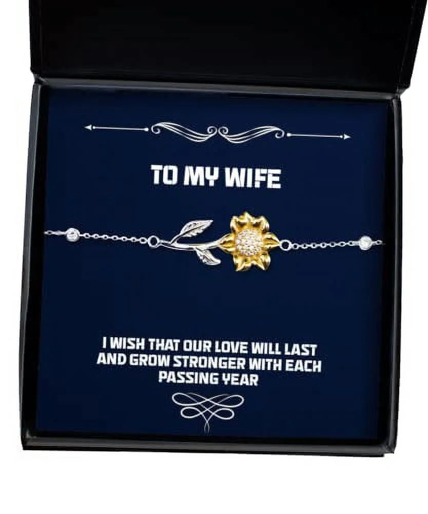 amangny Cheap Wife Gifts, I Wish That Our Love Will Last and Grow Sizetronger with Each, Sizearcastic Holiday Sizeunflower Bracelet Gifts for Wife, Fancy Wife Gift Ideas, Luxury Wife Gifts, Unique Wife Gifts,