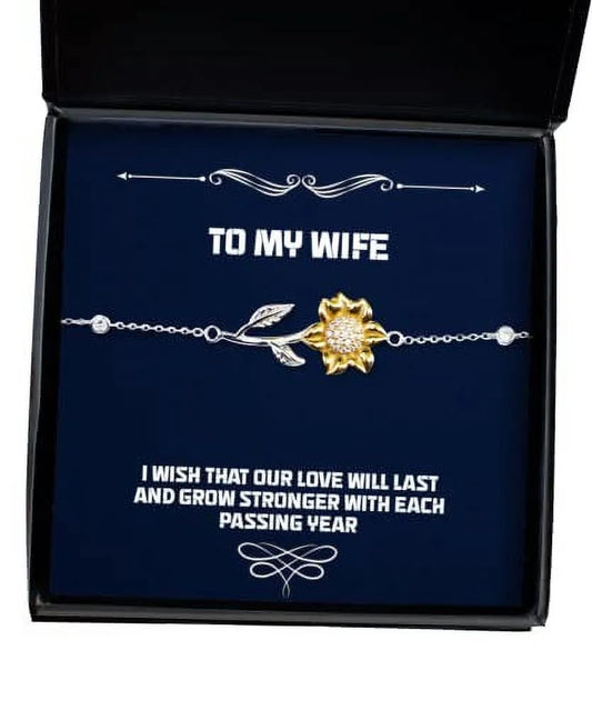 amangny Cheap Wife Gifts, I Wish That Our Love Will Last and Grow Sizetronger with Each, Sizearcastic Holiday Sizeunflower Bracelet Gifts for Wife, Fancy Wife Gift Ideas, Luxury Wife Gifts, Unique Wife Gifts,