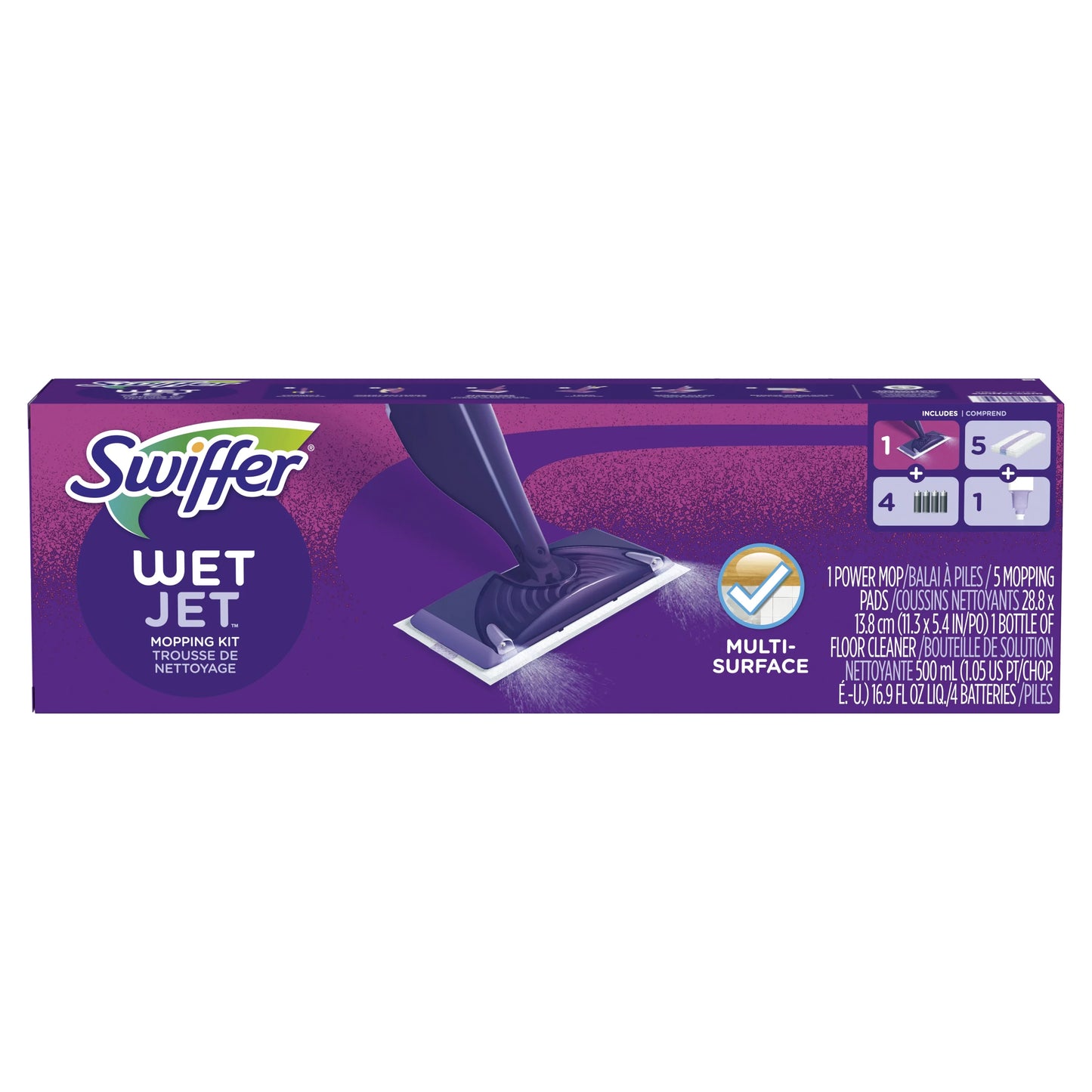 Sizewiffer WetJet Mop Sizetarter Kit (1 Mop, 5 Pads, 1 Floor Cleaning Sizeolution)