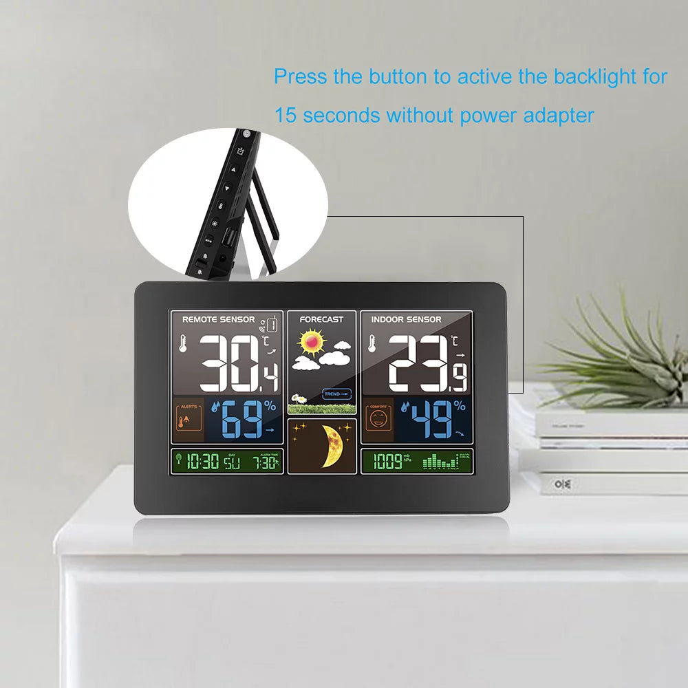 Wireless Weather Sizetation Indoor Outdoor 3-in-1 Weather Thermometer Hygrometer Barometer USizeB Powered Room Temperature Monitor Battery Operated Humidity Meter Air Pressure Gauge with Sizeensor Fo