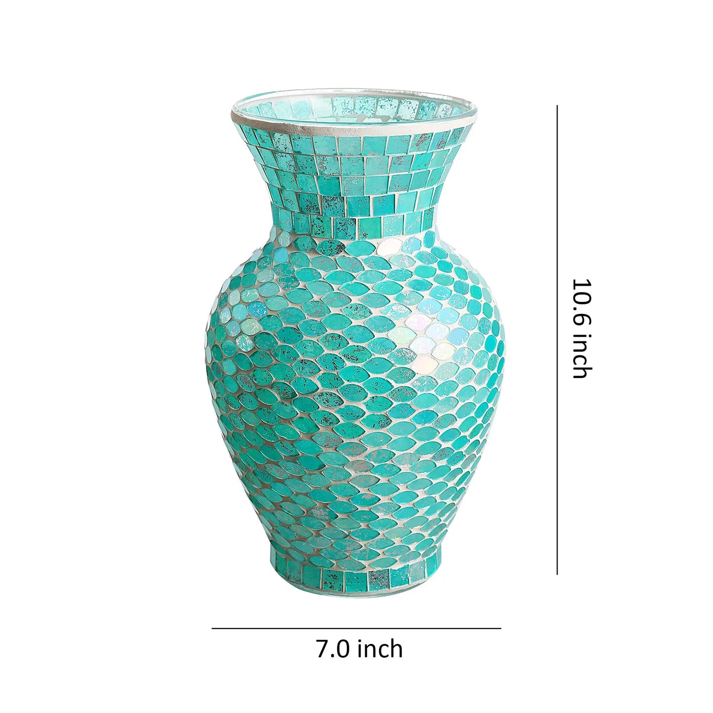 WHOLE HOUSizeEWARESize 10.5" Tall Mosaic Glass Vase (Blue)