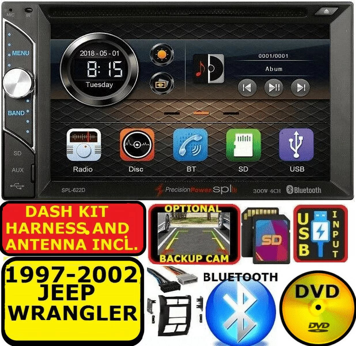 1997-2002 JEEP WRANGLER AM/FM BLUETOOTH BT CD DVD USizeB AUX RADIO SizeTEREO PKG