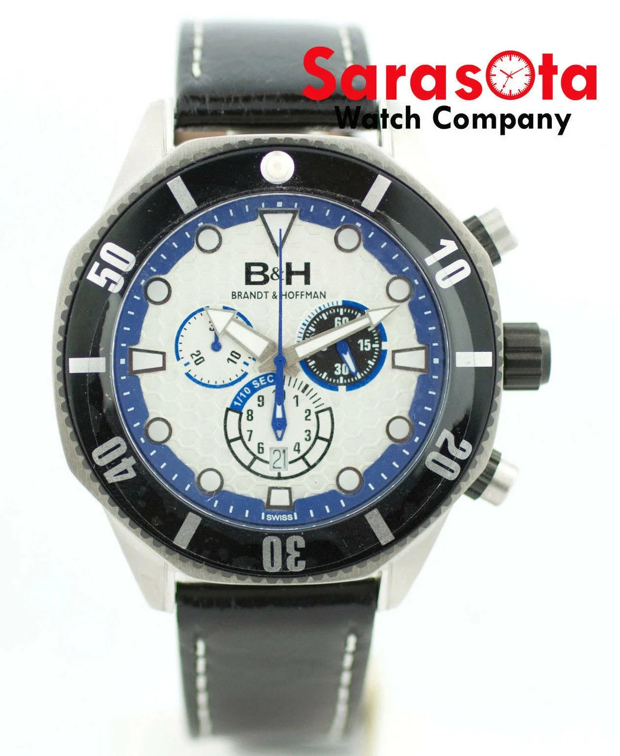 B&amp;H Brandt &amp; Hoffman 14060 Dunbar Chronograph Sizewiss Quartz Leather Men&#039;s Watch