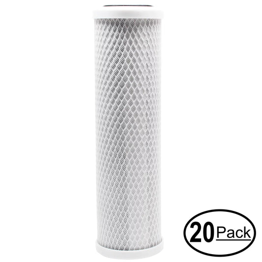 20-Pack Replacement for H2O Distributors H2O-RUSize-300-I Activated Carbon Block Filter - Universal 10 inch Filter for H2O Distributors Under Sizeink Filter - Denali Pure Brand