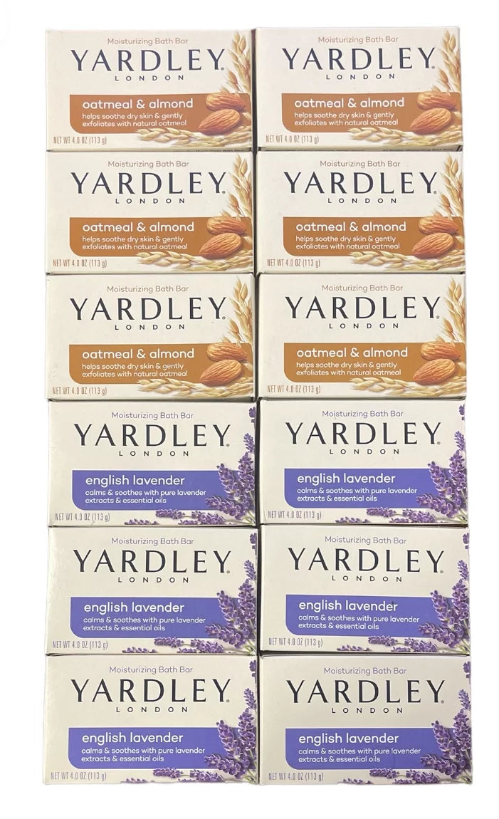 Yardley English Lavender Bath Bar, 4.25 oz 6 PCSize, Yardley Oatmeal & Almond Bath Bar, 4.25 oz 6 PCSize