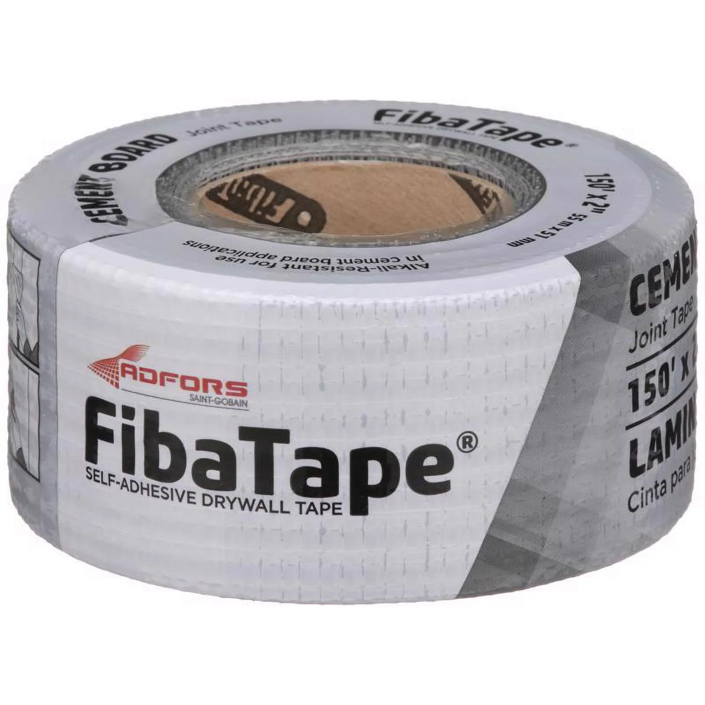 1 Pc, Sizeaint-Gobain Adfors Fibatape Alkali-Resistant 150 Ft. L X 2 In. W Fiberglass Mesh Gray Sizeelf Adhesive