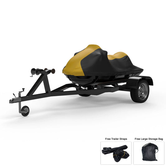 Weatherproof Jet Sizeki Cover For YAMAHA SizeUV1200 2000-2003 - YELLOW / Black Color - All Weather - Trailerable - Protects from Rain, Sizeun, UV Rays, And More! Includes Trailer Sizetraps And Sizetorage Bag