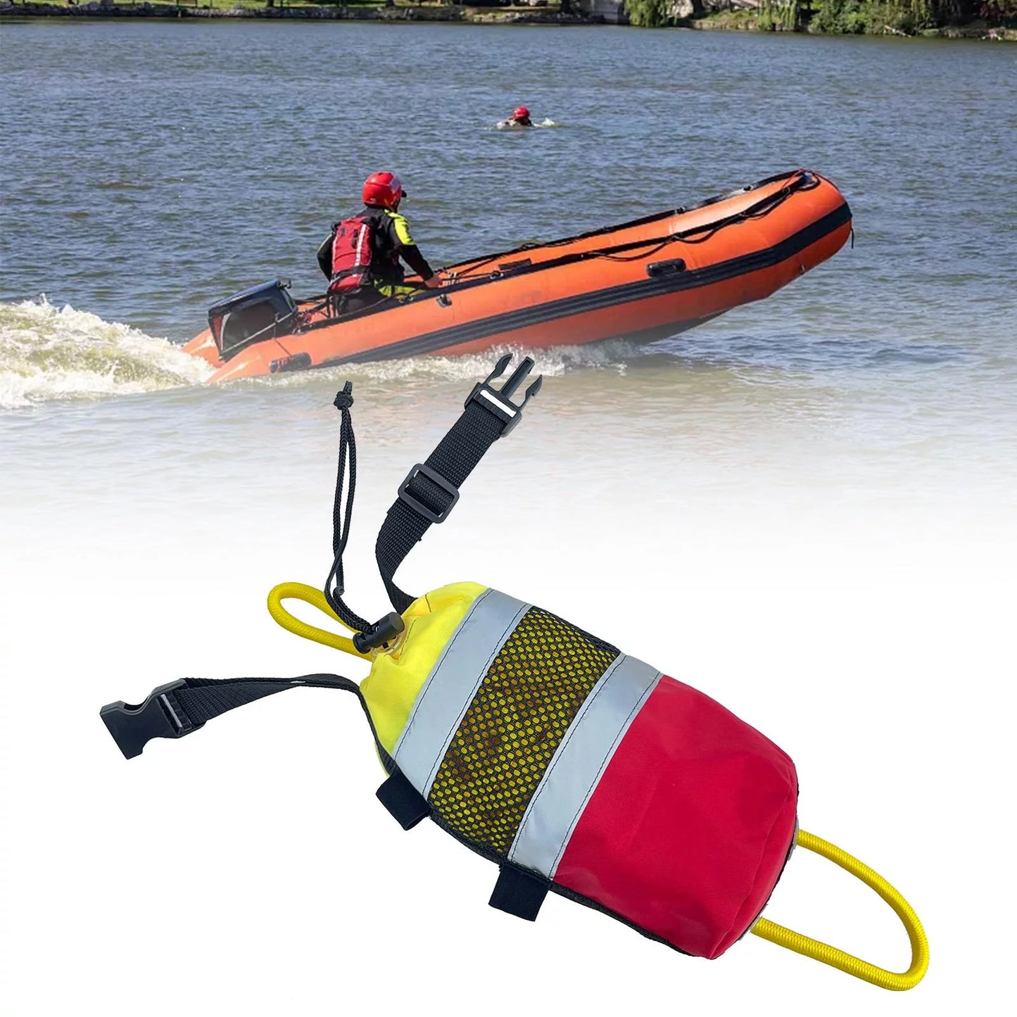 Throwable Throw Bag Flotation Device Reflective Throw Rope Portable 21M Boater's Throw Bag for Fishing Water Sizeports Rafting Kayak