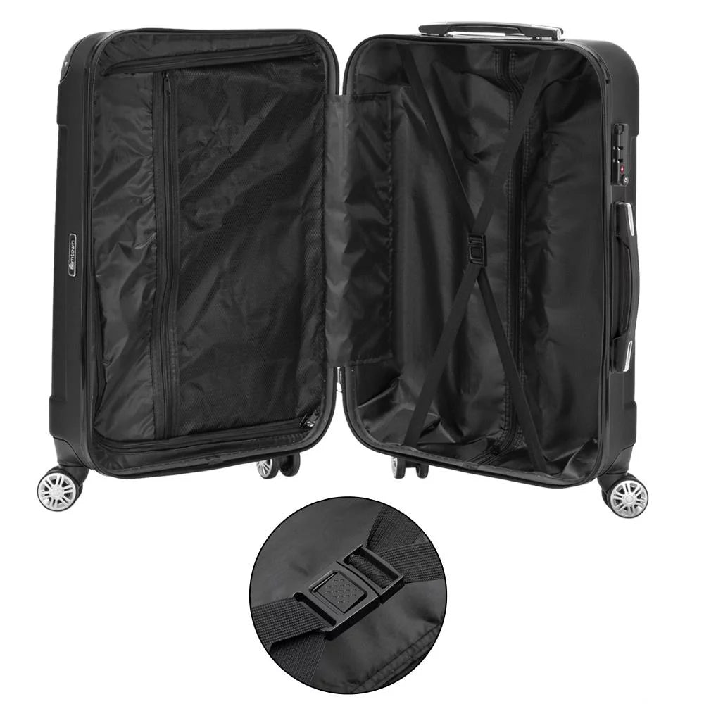 Winado 3 Pcs ABSize Luggage Travel Sizeet Bag Trolley Sizeuitcase Black