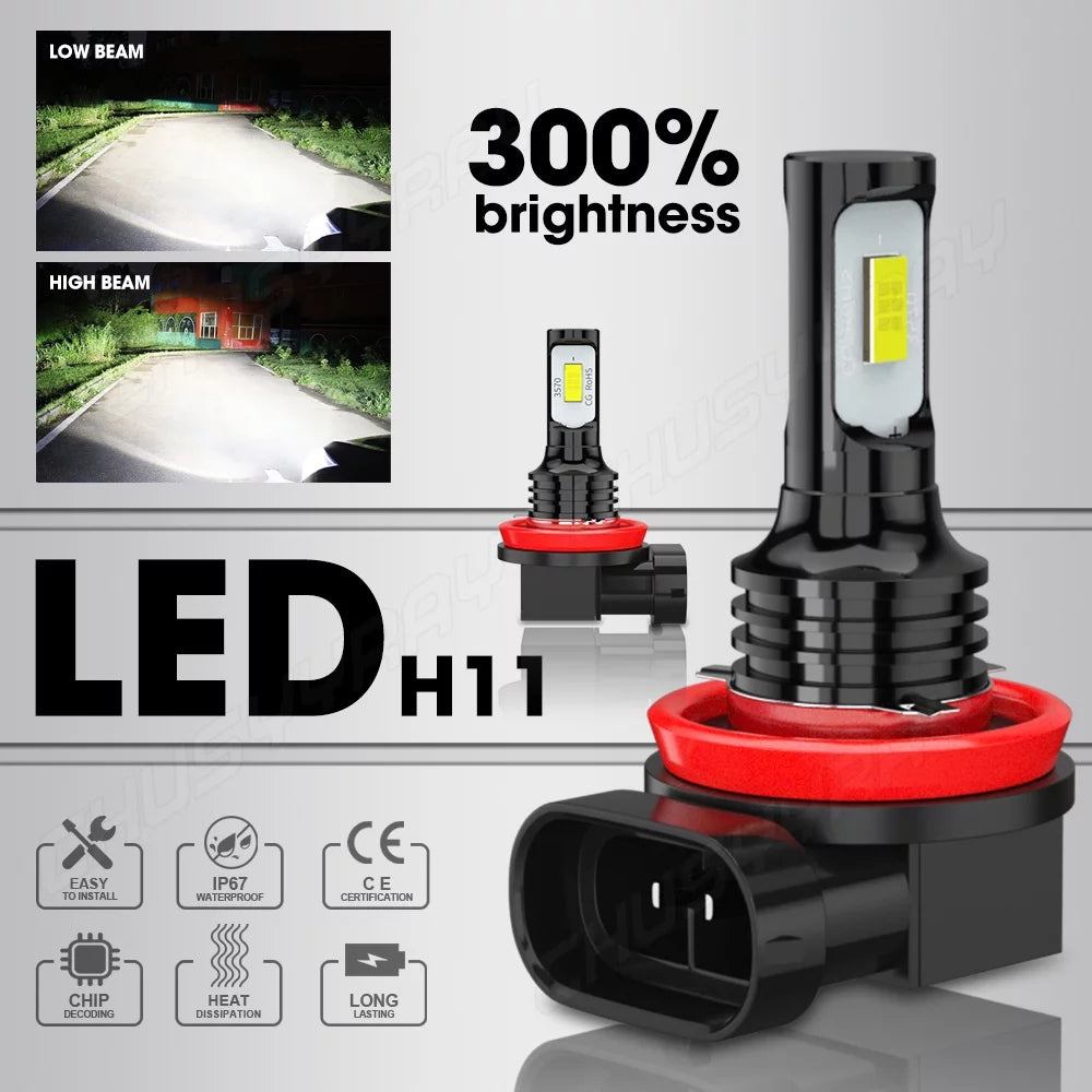 9005 D4Size LED Headlight Bulbs 9005/HB3 High Beam D4Size HID Low Beam Fog Light Combo 6Pcs