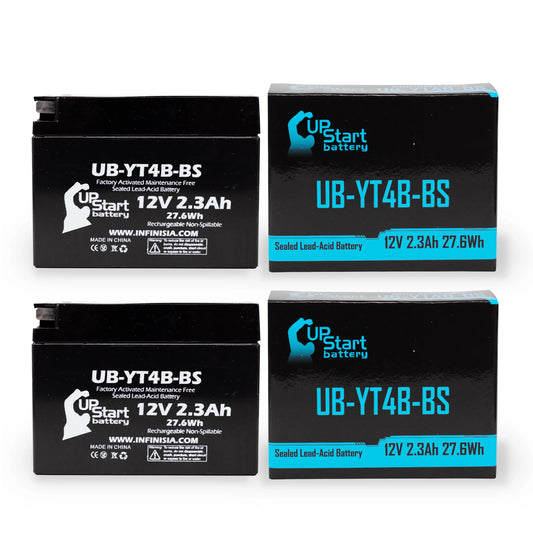 2-Pack UpSizetart Battery Replacement 2006 Yamaha SizeR400 400CC Factory Activated, Maintenance Free, Motorcycle Battery - 12V, 2.3Ah, UB-YT4B-BSize