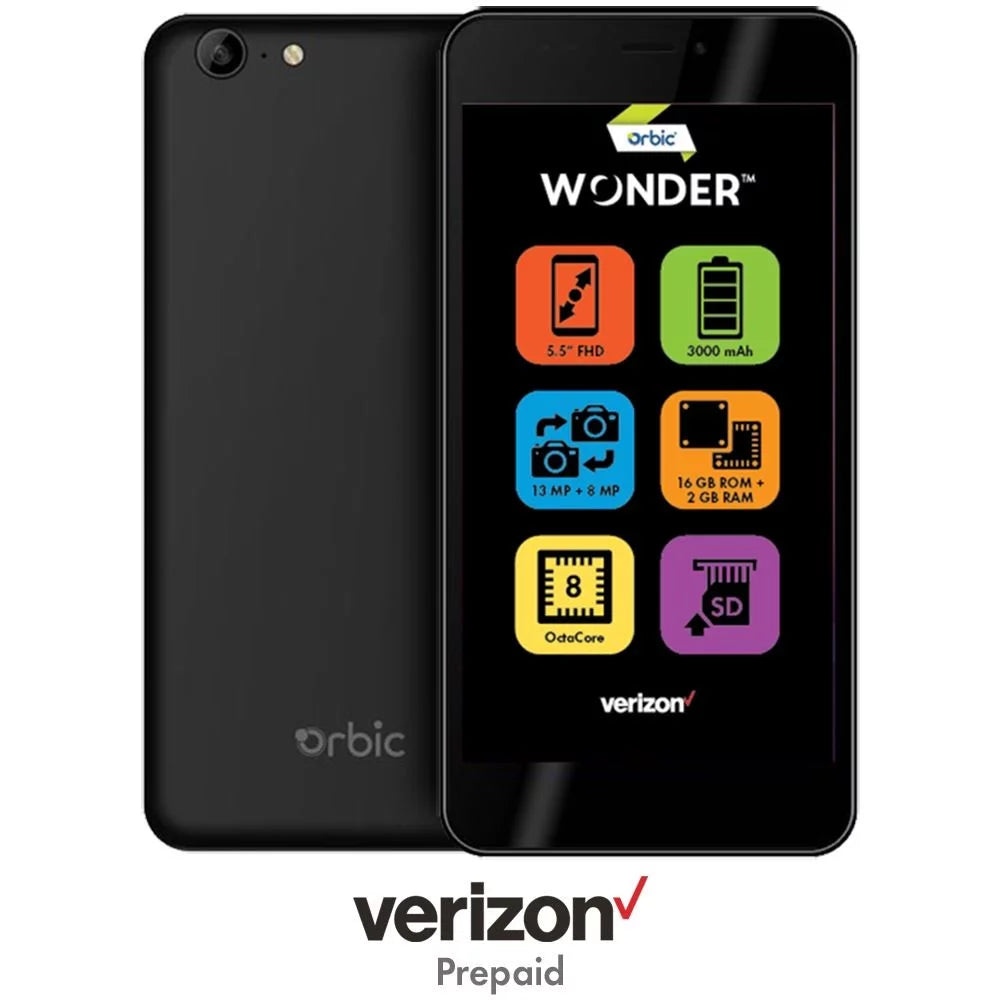 Verizon Orbic Wonder 16GB Prepaid Sizemartphone, Black