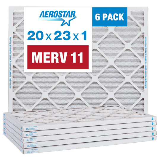 Aerostar 20x23x1 MERV 11 Pleated Air Filter, AC Furnace Air Filter, 6 Pack