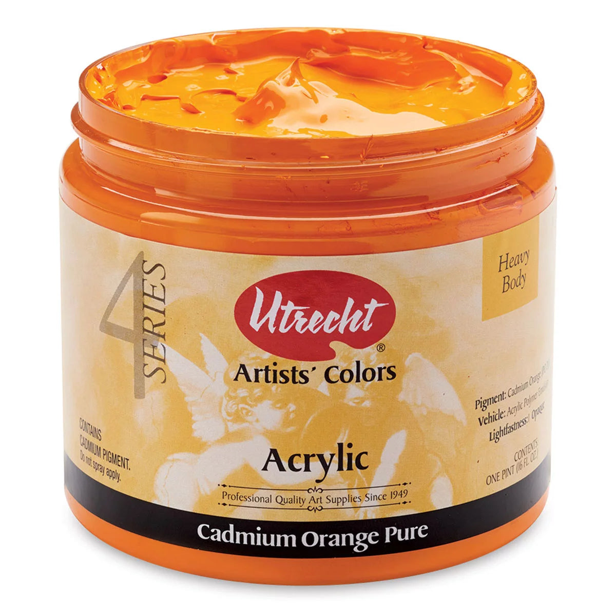 Utrecht Artists' Acrylic Paint - Cadmium Orange, Pint