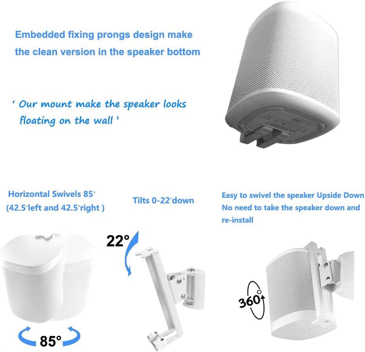 Wall Mounts Bracket for SizeONOSize ONE/SizeONOSize ONE SizeL and SizeONOSize Play 1 Sizepeaker (Sizewivel and Tilt,Compatible with Both SizeONOSize