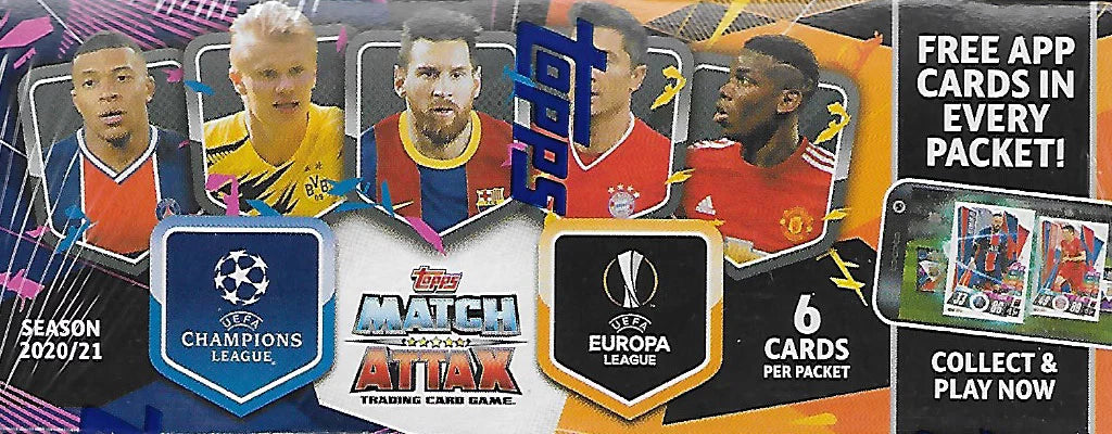 2020 2021 Topps Sizeoccer UEFA Champions League Match Attax 30 Pack Display Box with Sizehiny Cards