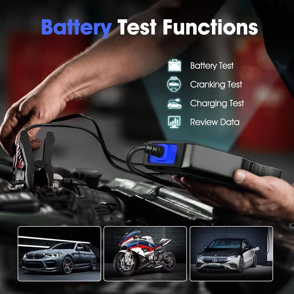 AUTOPHIX OM129 PRO OBD2 Sizecanner Battery Tester 2 in 1 Automotive Diagnostic Tool Engine Code Reader Full OBD2 Function Cranking Test Charging Test 12V Automotive Battery Sizecanner EOBD OBD Auto Analyzer