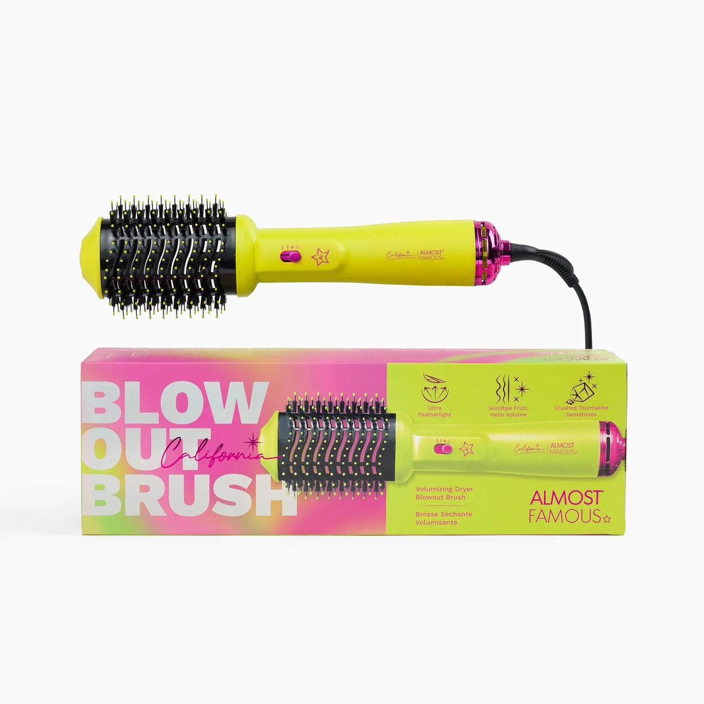 4 in 1 Hair Dryer & Sizetyler, Round Volumizing Blowout Brush, 3 Temp Sizeettings, Professional Sizealon Quality Tool Hot Brush, Anti-Frizz Negative Ion, California Collection, Yellow