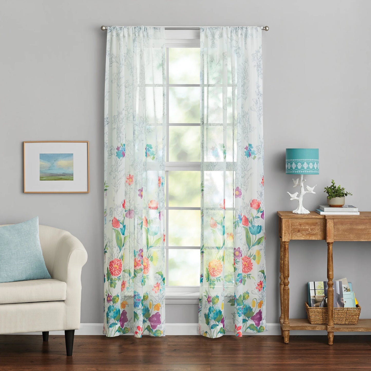 The Pioneer Woman Blooming Bouquet 2 Pack Curtain Panel, Polyester 40x84, Floral, Multi, RodPocket