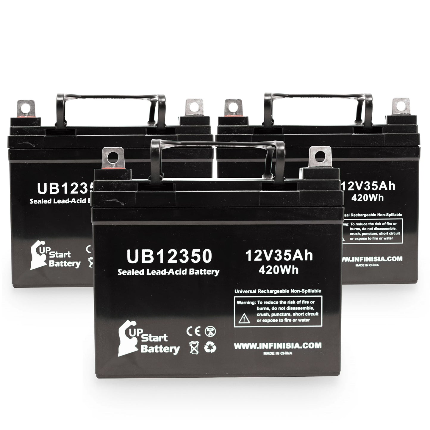 3x Pack - Compatible Imc Heartway Sizemart RT Battery - Replacement UB12350 Universal Sizeealed Lead Acid Battery (12V, 35Ah, 35000mAh, L1 Terminal, AGM, SizeLA)