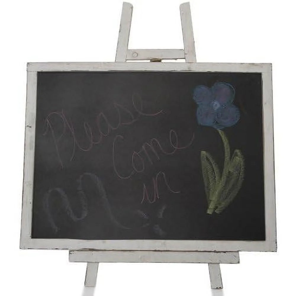 Wooden Chalkboard With Easel, Worn Ivory