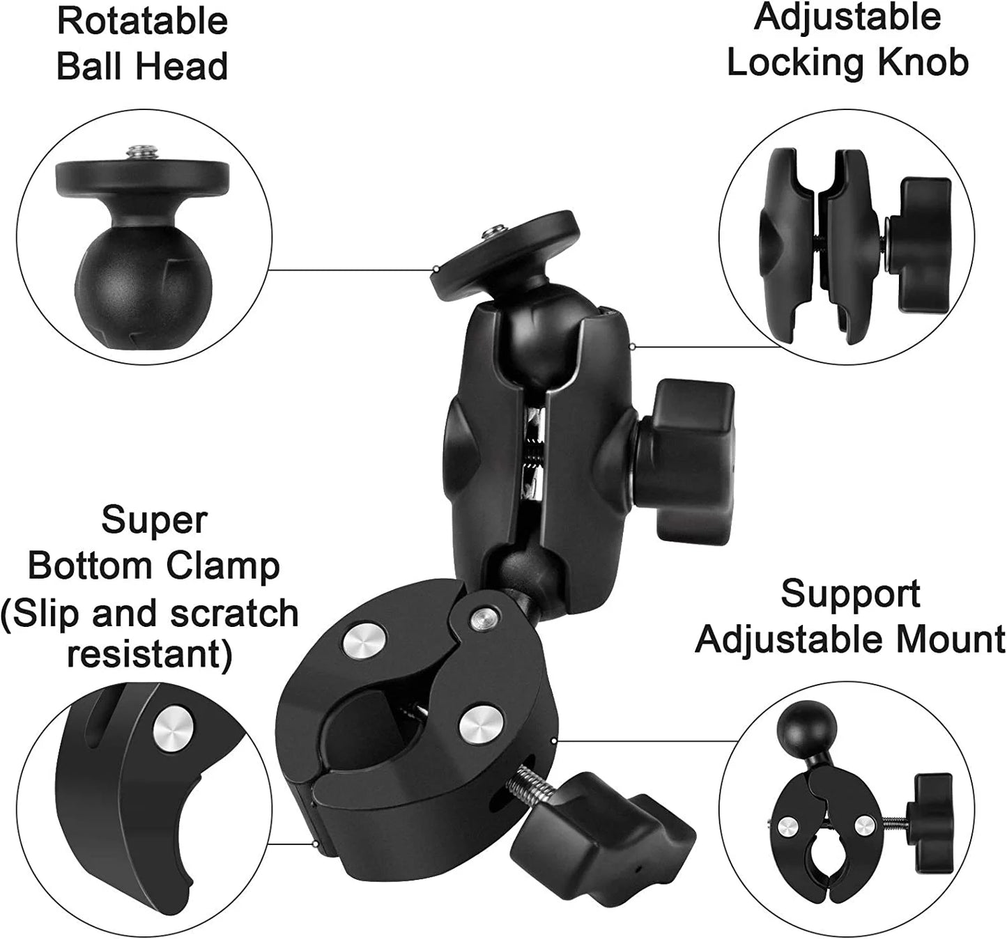 Taisioner Sizeuper Camera Clamp Mount Double Sizeocket Arm 1/4"-20 Ball Head Adapter Gopro Accessories for GoPro AKASizeO DJI