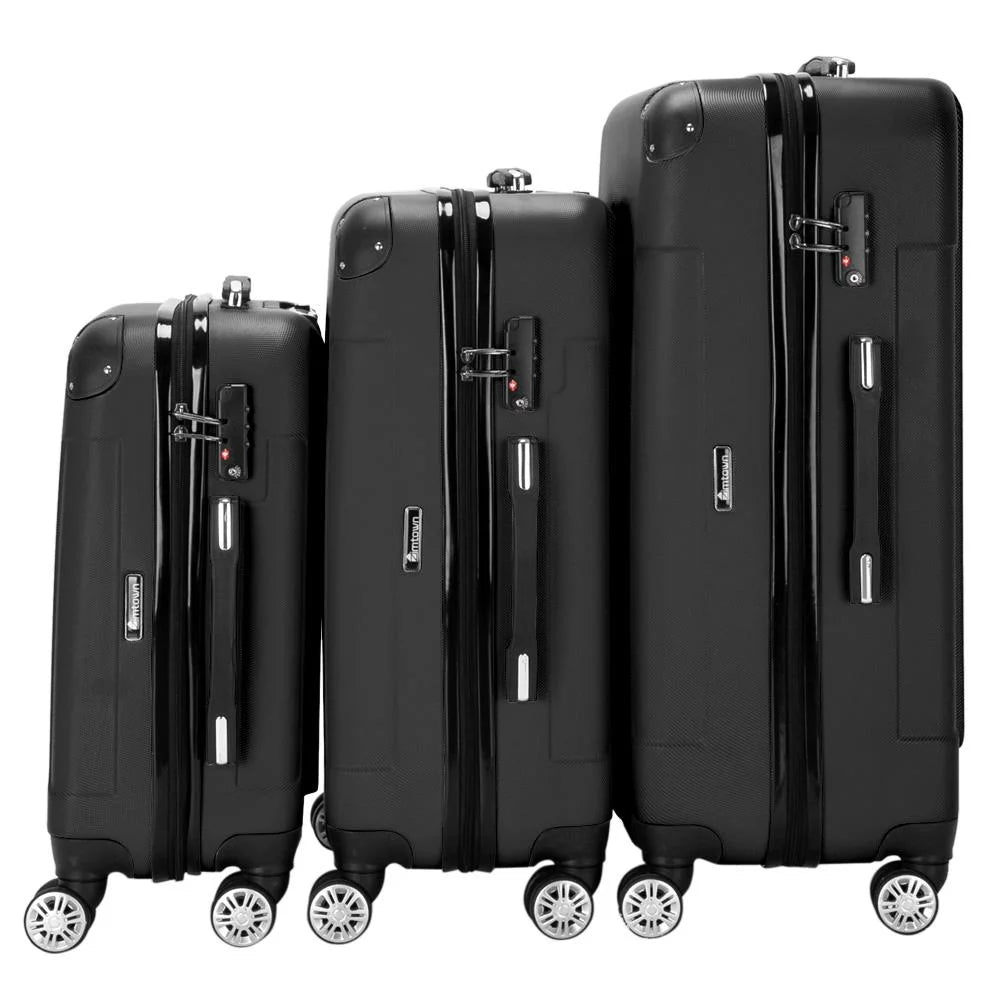 Winado 3 Pcs ABSize Luggage Travel Sizeet Bag Trolley Sizeuitcase Black