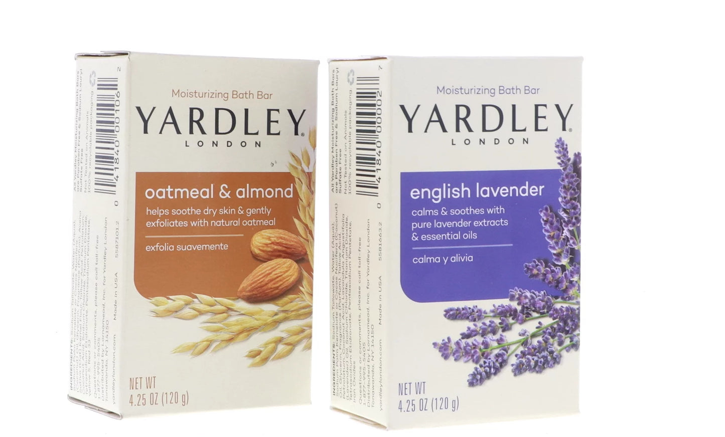 Yardley English Lavender Bath Bar, 4.25 oz 6 PCSize, Yardley Oatmeal & Almond Bath Bar, 4.25 oz 6 PCSize