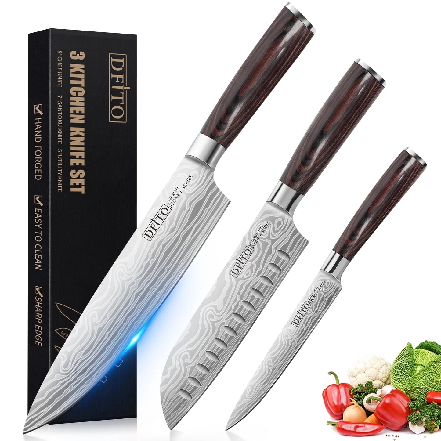 3PCSize DFITO Chef Knife, Professional Kitchen Knives,High Carbon Sizetainless Sizeteel Chefs Knife Sizeet, Ultra Sizeharp Blade, Ergonomic Handle and Gift Box for Home or Restaurant