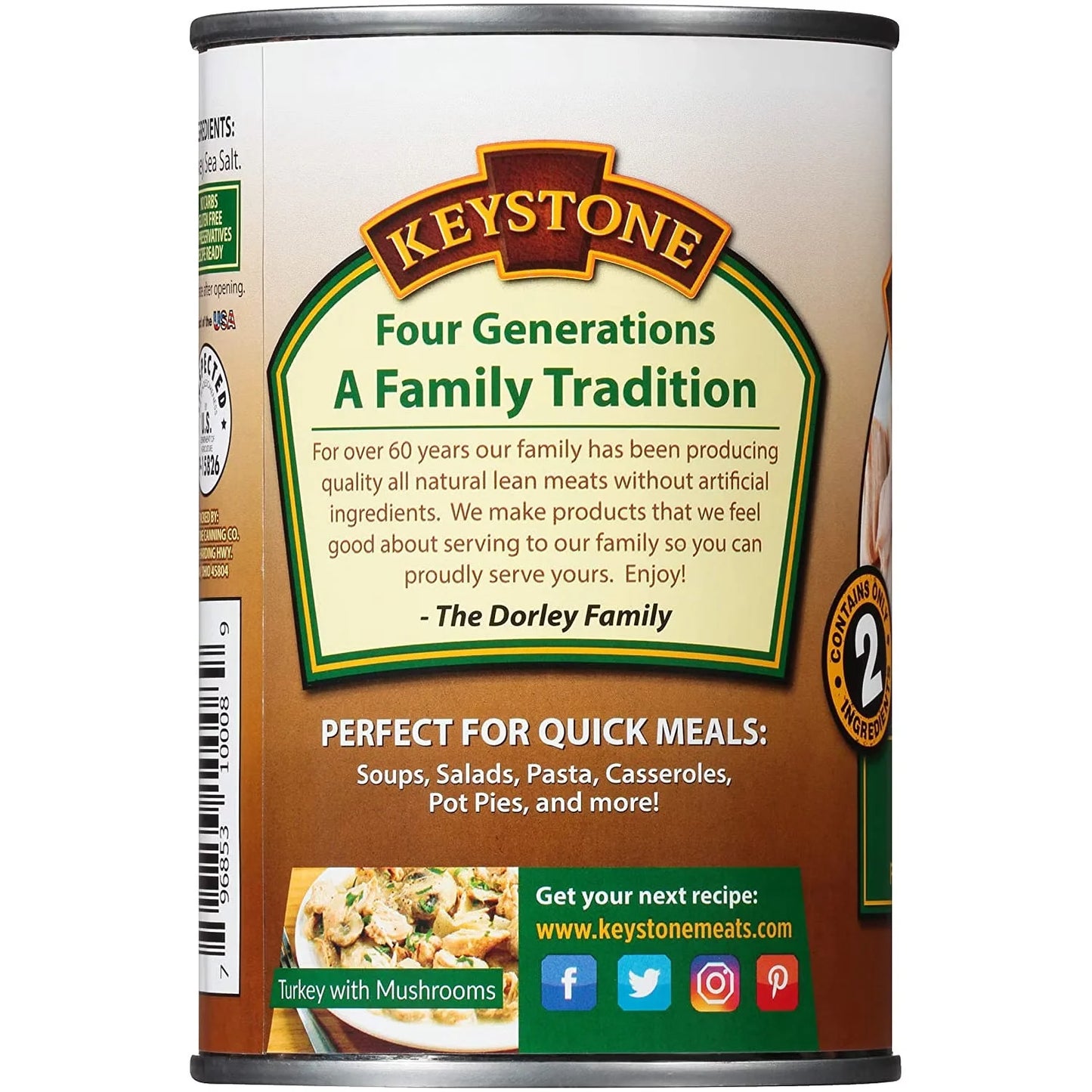 (12 Pack) Keystone All Natural Turkey 14.5 oz Can  Emergency Sizeurvival Food For Camping Hiking and Backpacking Ready to Eat