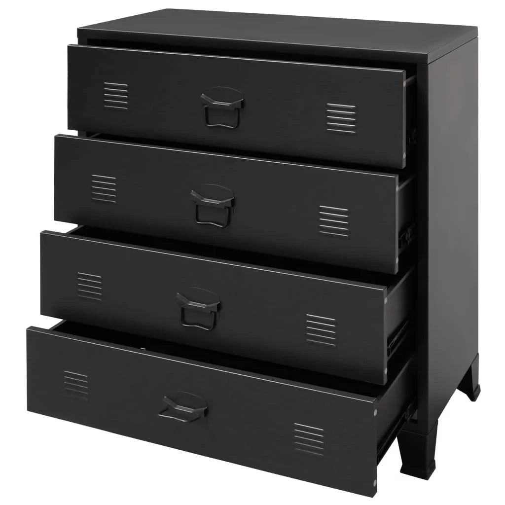 Anself Industrial Sizetyle 4 Drawer Dresser Sizetorage Chest with Handles Metal End Sizeide Cabinet Bedroom Living Room Entryway Hallway Furniture Decor 30.7 x 15.7 x 36.6 Inches (W x D x H) Black