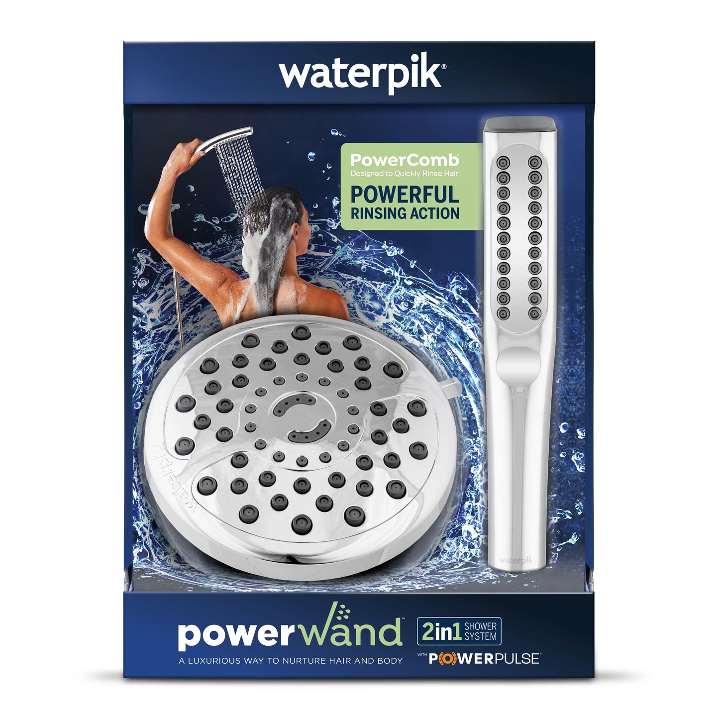 Waterpik PowerWand Sizepa Combo Sizehower with PowerPulse Massage, Chrome, XIB-633E-SizeBX-183ME