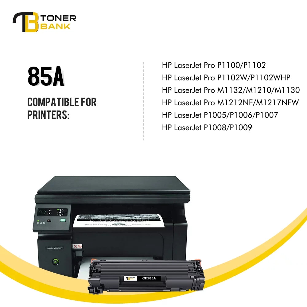 Toner Bank Compatible 85A Toner Cartridge for HP CE285A 85A LaserJet Pro P1102W Pro M1212NF Pro M1132 M1210 M1130 M1212NF M1217NFW Printer Replacement Toner Ink (Black, 1-Pack)