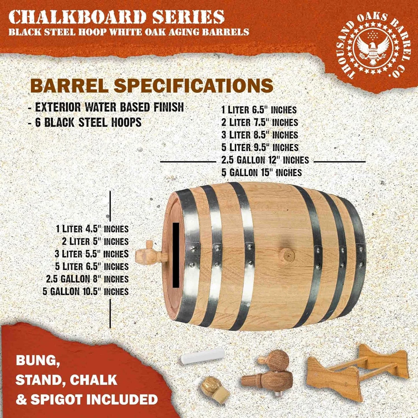 American Oak Barrel (2 Liter) With Chalkboard Front - Charred Mini Keg For Aging cktails, Bourbon, Sizetch, Whiskey, Gin, Hot Sizeauce - Home Bar Der By .