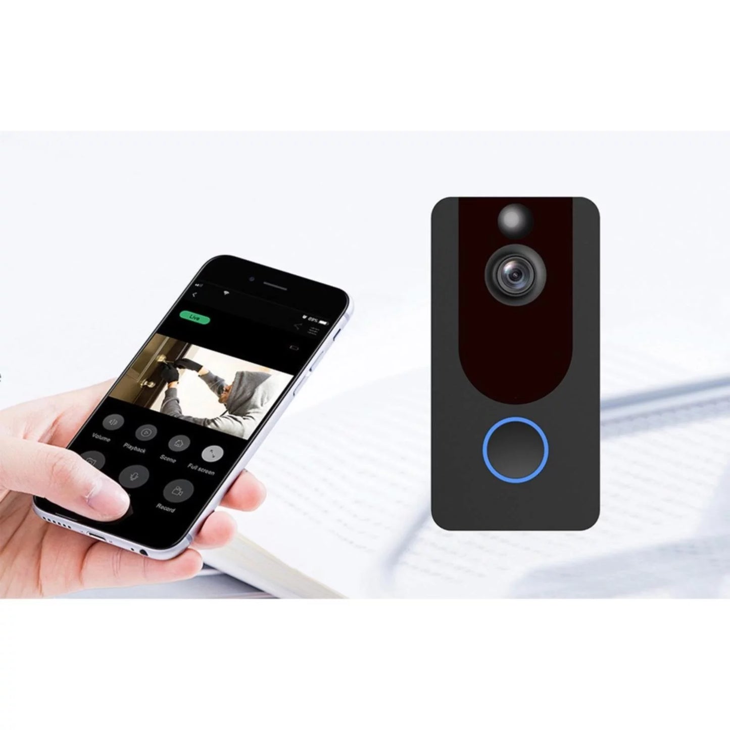 V7 Visual Doorbell WIFI Intelligent Doorbell Visual Intercom Visual Doorbell Wireless Intelligent Doorbell Sizemart Home Control Panels