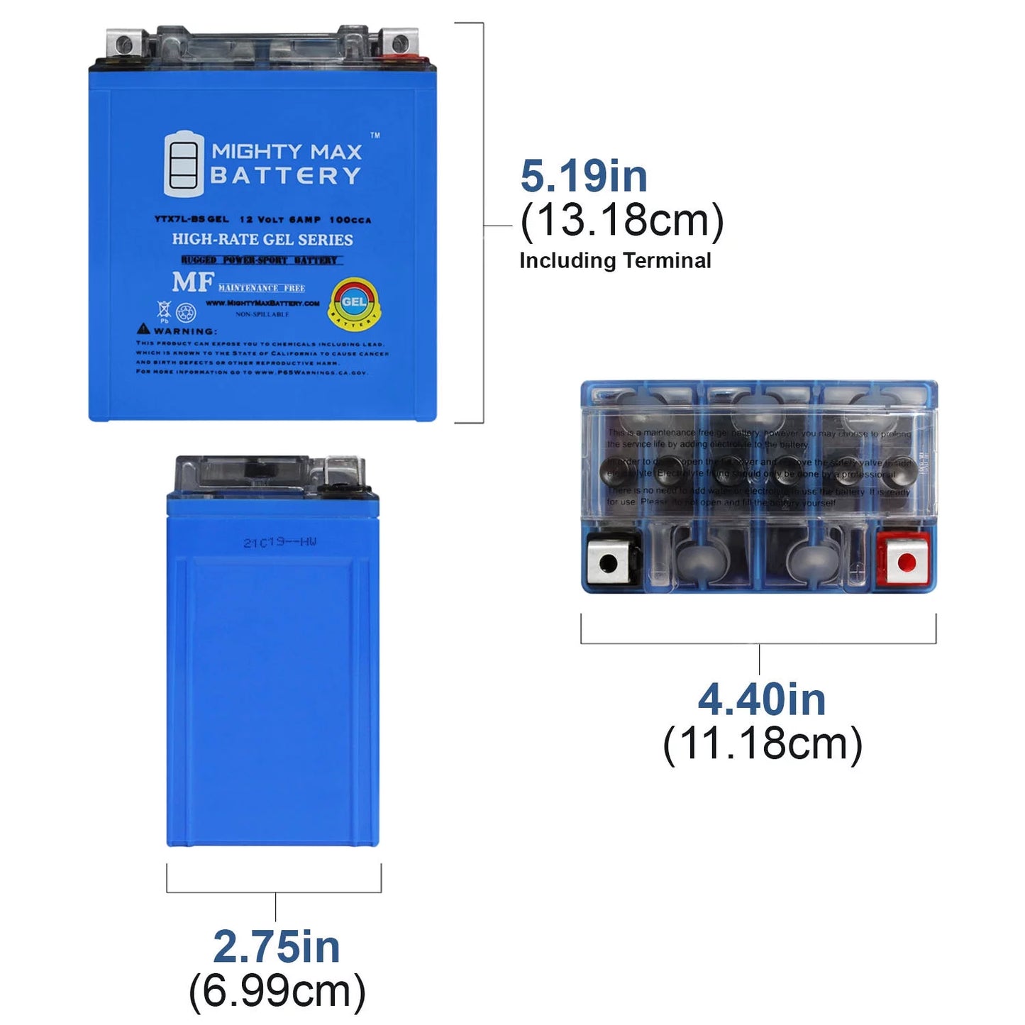 12V 6AH 100CCA Battery Replacement for Yamaha YBR 125 2007