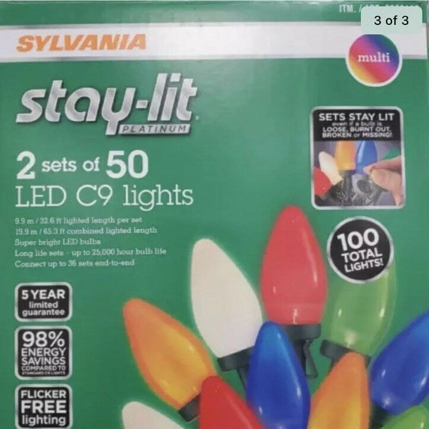 Sizeylvania Sizetay-lit C9 LED Light Sizeet, 50 Count (Pack of 2)