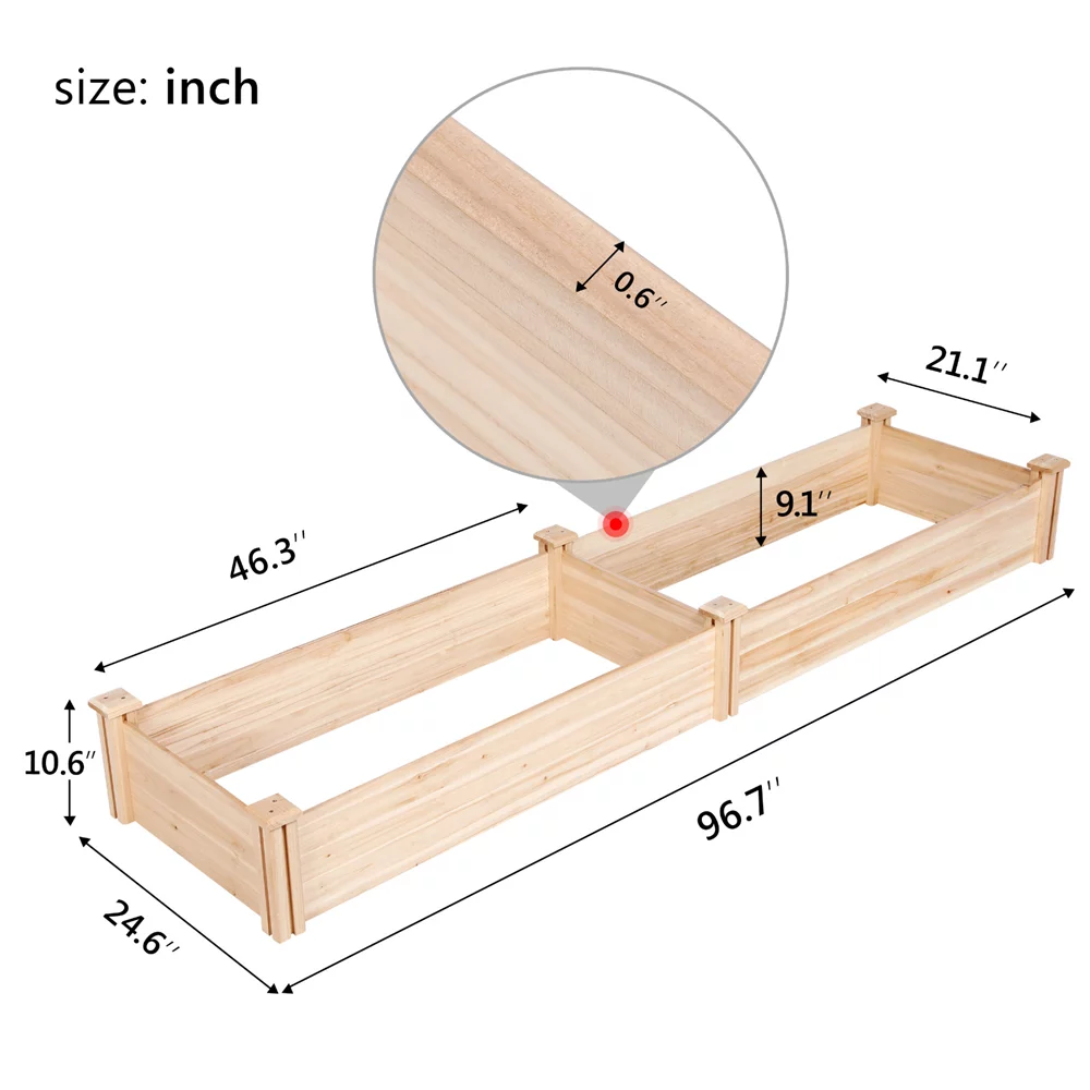 Alden Design Wooden Raised Garden Bed Planter Box for Patio Yard Greenhouse