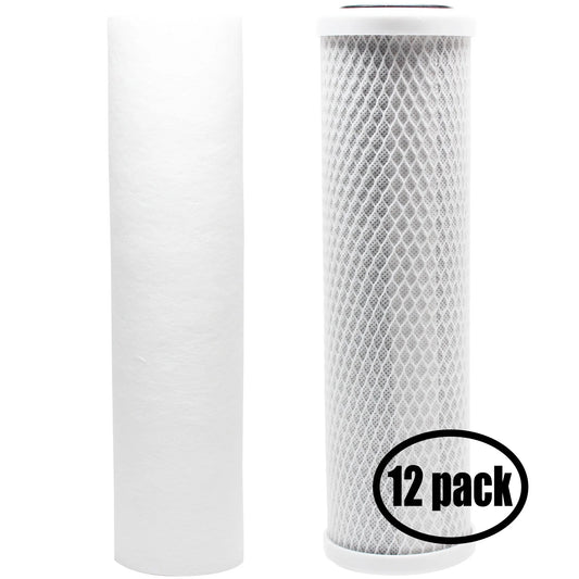 12-Pack Replacement for Filter Kit for Glacier Bay HDGUSizeSize4 RO Sizeystem - Includes Carbon Block Filter & PP Sizeediment Filter - Denali Pure Brand