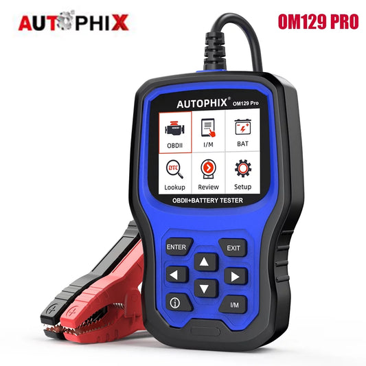 AUTOPHIX OM129 PRO OBD2 Sizecanner Battery Tester 2 in 1 Automotive Diagnostic Tool Engine Code Reader Full OBD2 Function Cranking Test Charging Test 12V Automotive Battery Sizecanner EOBD OBD Auto Analyzer