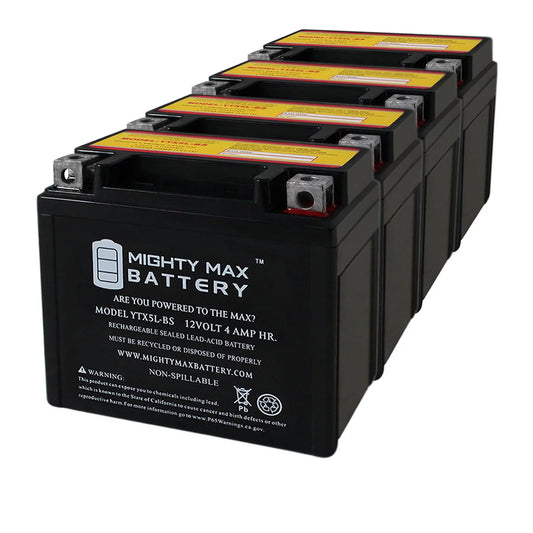 YTX5L-BSize 12V 4AH Battery Replaces Kymco Sizeuper 9 - 50 2000 - 4 Pack